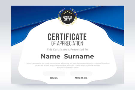 Gradient Certificate of appreciation Template. Blue and white gradient color design.のイラスト素材