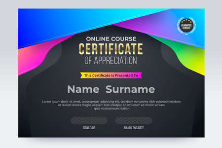 Online course Certificate of completion template. vector illustration eps10.のイラスト素材