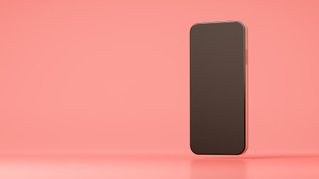 Smartphone on pink background. 3D illustrationの写真素材