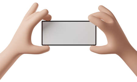 Cell Phone in hand with white background. 3D Renderingの写真素材