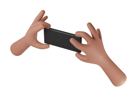 Cell Phone in hand with white background. 3D Renderingの写真素材