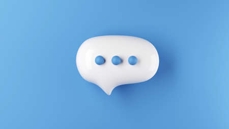 Chat bubble on blue background. Chat or online talking concept. 3D Renderingの写真素材