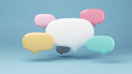 Colorful speech bubble. Crew talking concept. 3D Renderingの写真素材