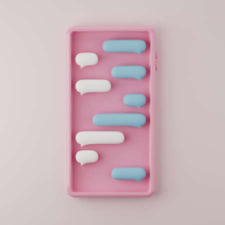 Cute blank 3d chat boxes sign. 3d Renderingの写真素材