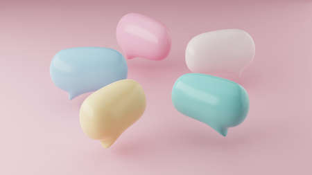 Colorful speech bubble. Crew talking concept. 3D Renderingの写真素材