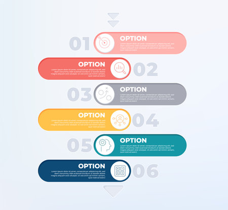 6 process step infographic template. 6 step diagram business line.のイラスト素材