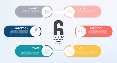 6 step circular diagram template. Business circular infographic with icon.のイラスト素材