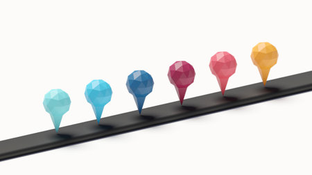 Timline infgraphic background. 3d point stand on black line. 6 Step roadmap isolated background.の写真素材