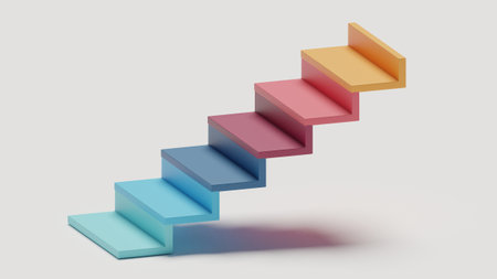 Step up stair 3d rendering, Grow up concept 3d.の写真素材