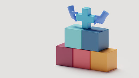 Healthcare concept 3d rendering, Medical hand pick cross to top puzzle.の写真素材