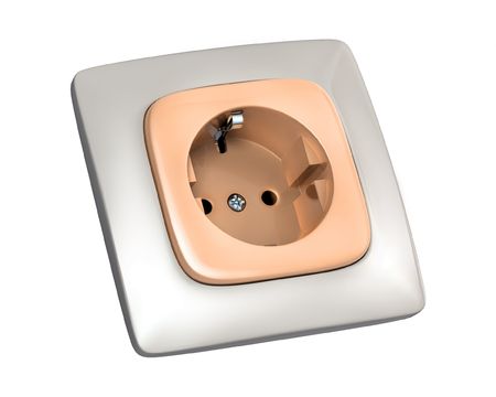 Plug socket over white backgroundの写真素材