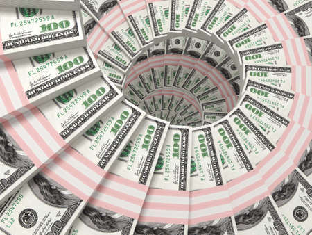 Many many dollars packs money 3d modelの写真素材