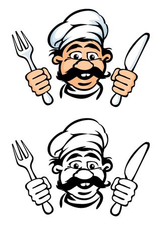 cook face with knife and fork rasterized vector illustrationの写真素材