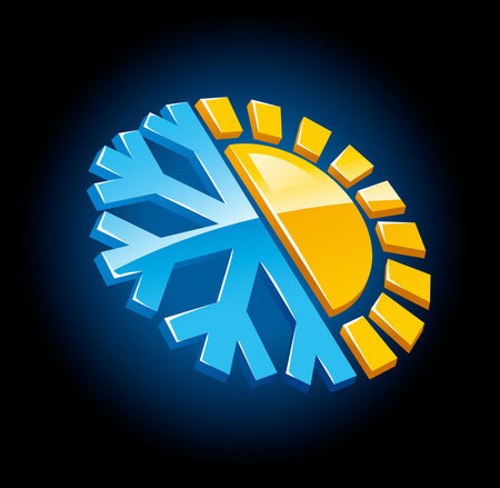 climate symbol icon winter and summer snow and sun vector illustrationのイラスト素材