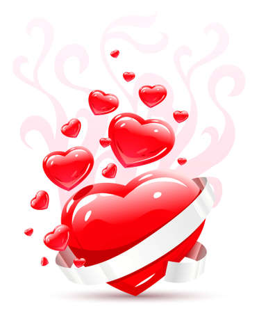 Valentines ornament with red love heart vector illustrationのイラスト素材