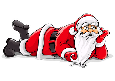 Santa Claus lying Christmas vector illustration isolated on white backgroundのイラスト素材