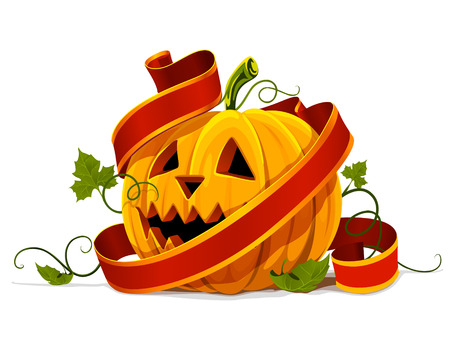 vector halloween pumpkin vegetable fruit isolated on white backgroundのイラスト素材