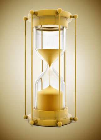 old gold sand clock measuring time - 3d illustration