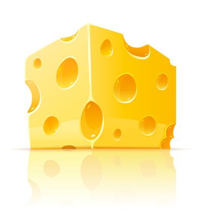piece of yellow porous cheese food with holes - vector illustrationのイラスト素材