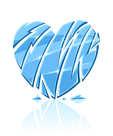 broken blue icy heart  illustrationのイラスト素材