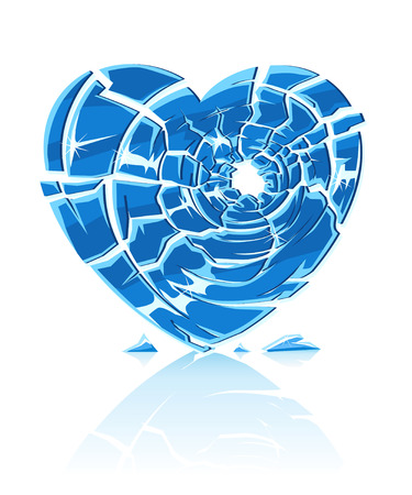 broken blue icy heart illustrationのイラスト素材
