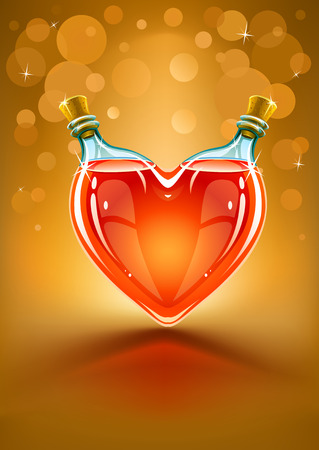 full double neck bottle in form of shape with red liquid - vector illustrationのイラスト素材