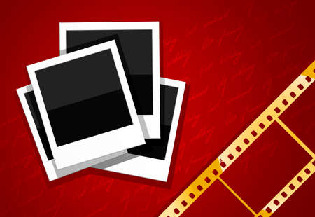 photo shots and gold film on red background illustrationのイラスト素材