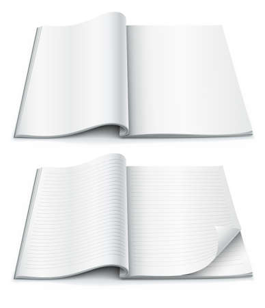 empty pages inside of magazine with wrapped corner  illustration isolated on white backgroundのイラスト素材