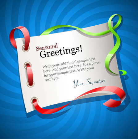 greetings card for holiday with ribbon のイラスト素材