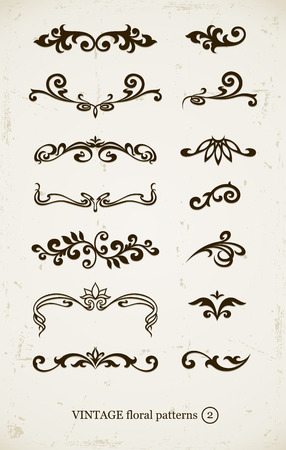 set of vintage decorative patterns on grunge backgound. illustrationのイラスト素材