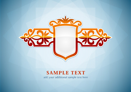 heraldic decorative frame on blue abstract background のイラスト素材