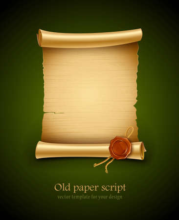old blank paper script background with stampのイラスト素材