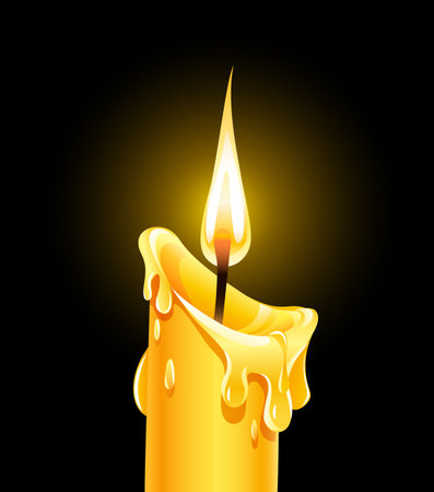 Fire of burning wax candle. のイラスト素材