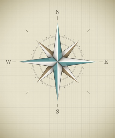 Antique wind rose symbol for navigation. Vector illustration EPS10. Transparent objects used for shadows and lights drawing.のイラスト素材