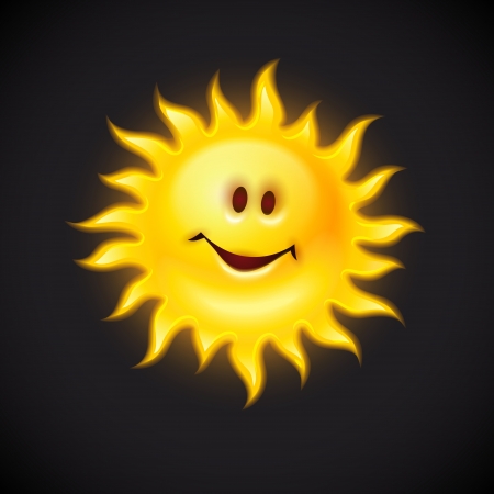 yellow sun with smiling face のイラスト素材