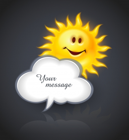 Smiling yellow sun and cloud symbol for text message  のイラスト素材