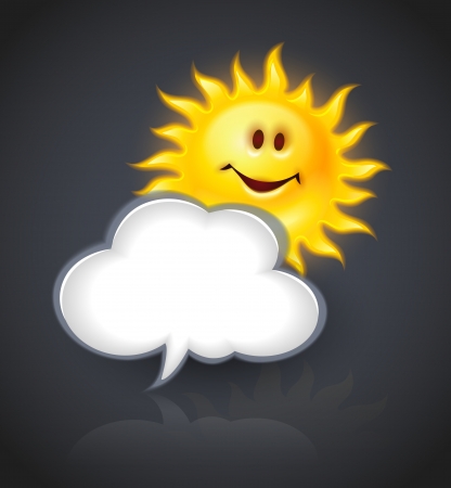 Smiling yellow sun and cloud symbol for text message のイラスト素材