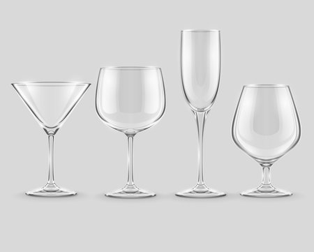 set of transparent glass goblets  のイラスト素材