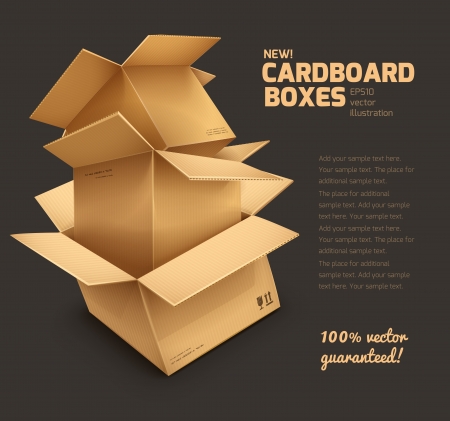Cardboard boxes on dark gray background - eps10 vector illustrationのイラスト素材