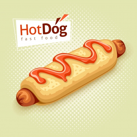 hot dog on vintage background with label - EPS10 vector illustrationのイラスト素材