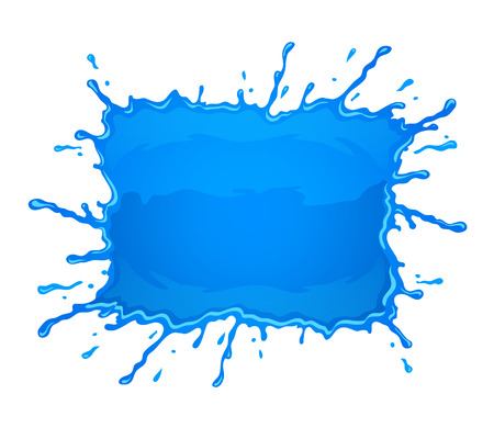 Water blob splash with blue falling drops.  のイラスト素材