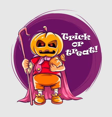 Character in halloween suit of jack-o-lantern. のイラスト素材
