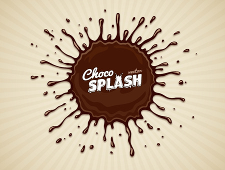 Round chocolate splash with drops and blots. Eps10 vector illustrationのイラスト素材