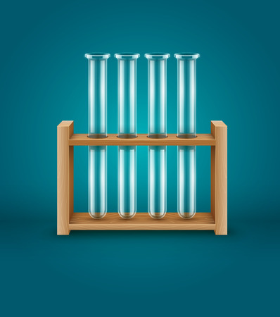 Test-tubes for medical laboratory analysis research in wooden support. Eps10 vector illustrationのイラスト素材