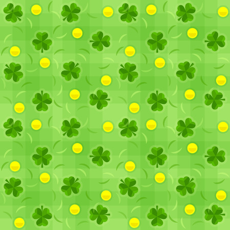 Saint patricks day shamrock and gold coins seamless background. Eps10 vector illustrationのイラスト素材