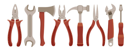 Set of working tools. Eps10 vector illustration. Isolated on white backgroundのイラスト素材
