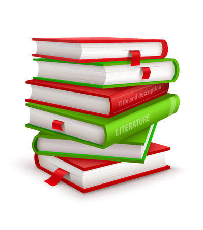 Big pile of books. Eps10 vector illustration. Isolated on white backgroundのイラスト素材