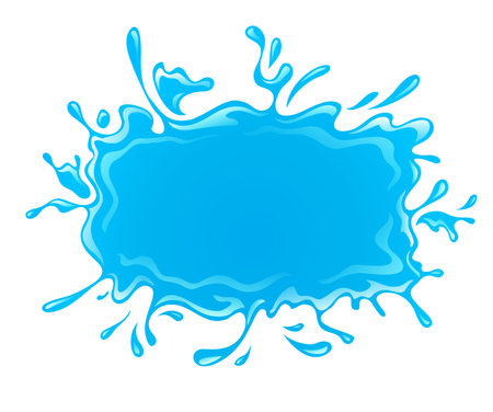 Water splash pool with drops. Eps10 vector illustration. Isolated on white backgroundのイラスト素材