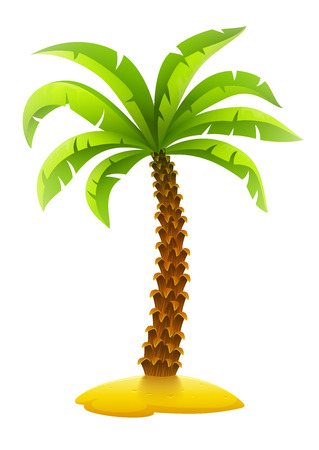 Coconut palm tree on sand island. Eps10 vector illustration. Isolated on white background