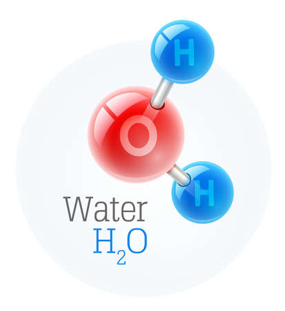 Chemistry model of molecule water scientific elements, integrated particles of hydrogen and oxygen. Vector illustration, eps10 isolated on white backgroundのイラスト素材